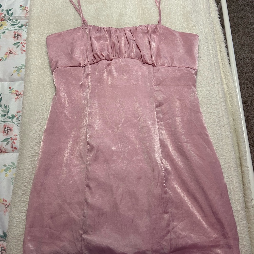 Altar'd State Blush Satin Dress with Straps